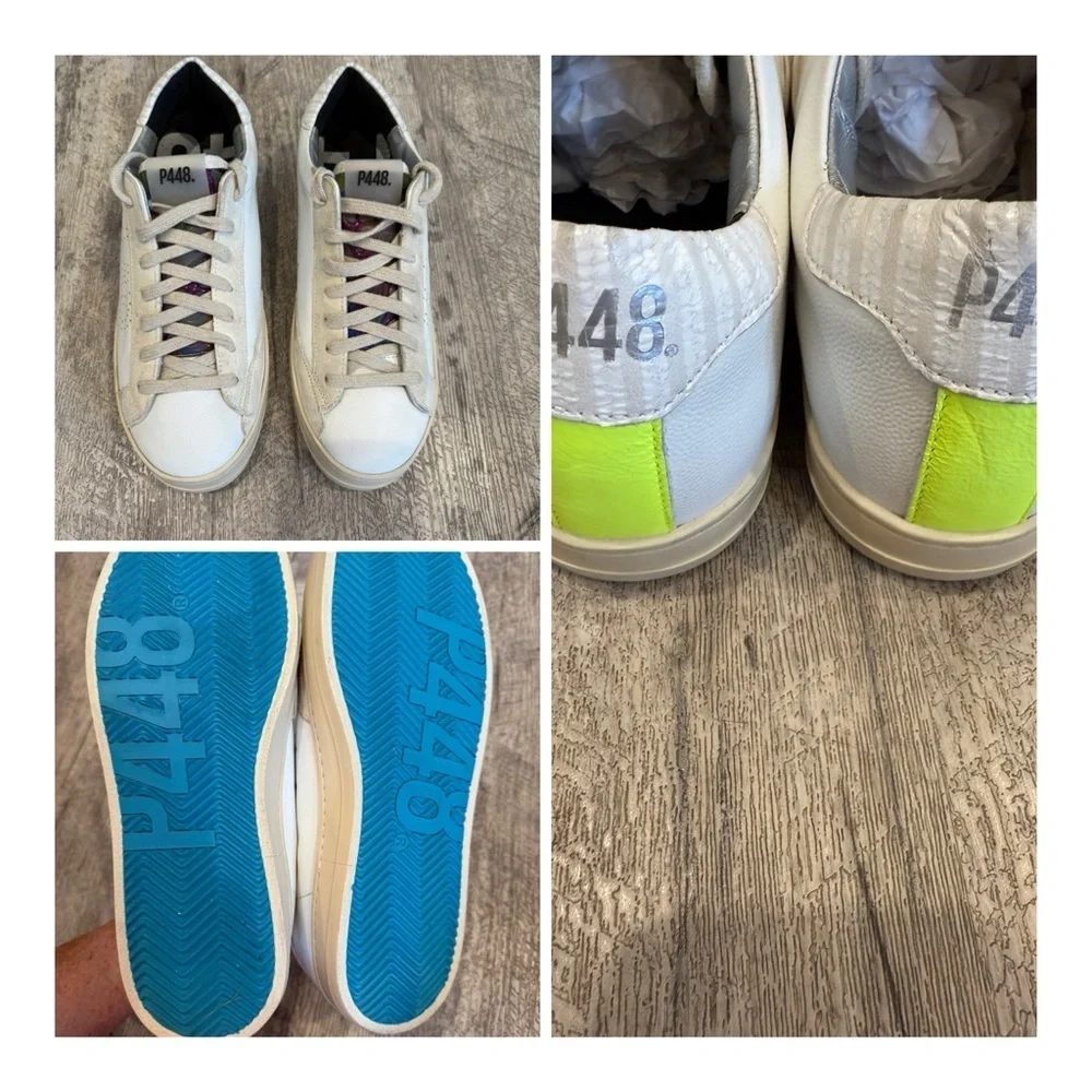 P448 Distressed Style Sneakerswith Neon Yellow Accents - Picture 1 of 11